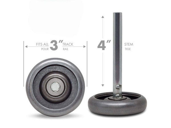 thumbnail image 2 of Garage Door Rollers 3" Rubber Wheels With 9" Zinc Stem – Sealed 6202 Bearings For 12' Door 2 of 5