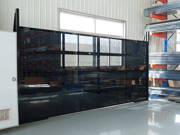 Black- Framed- Tempered- Glass- Garage- Door